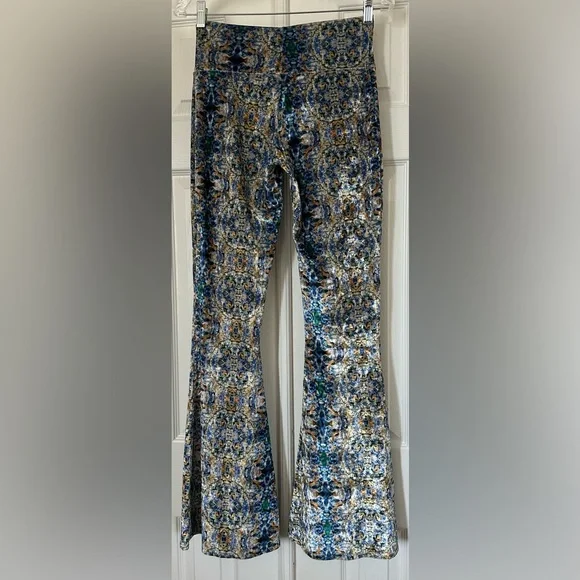 Boot Cut Velvet Patterned Pants in Blue Multi - Picture 2 of 9